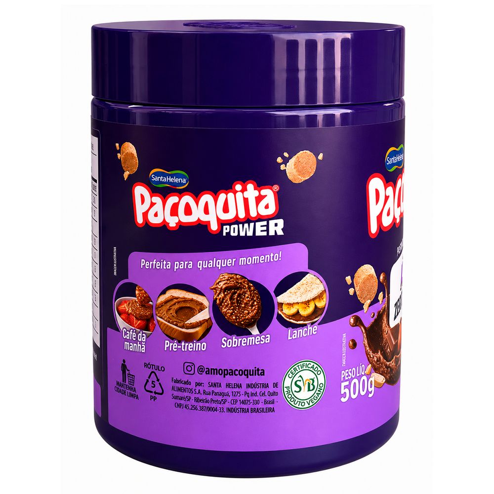Pasta de Amendoim Santa Helena Pacoquita Power Cacau e Avela 500g-2-
